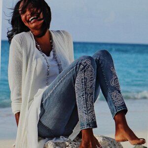 Soft Surroundings Riley Embellished Denim Size 6 Misses